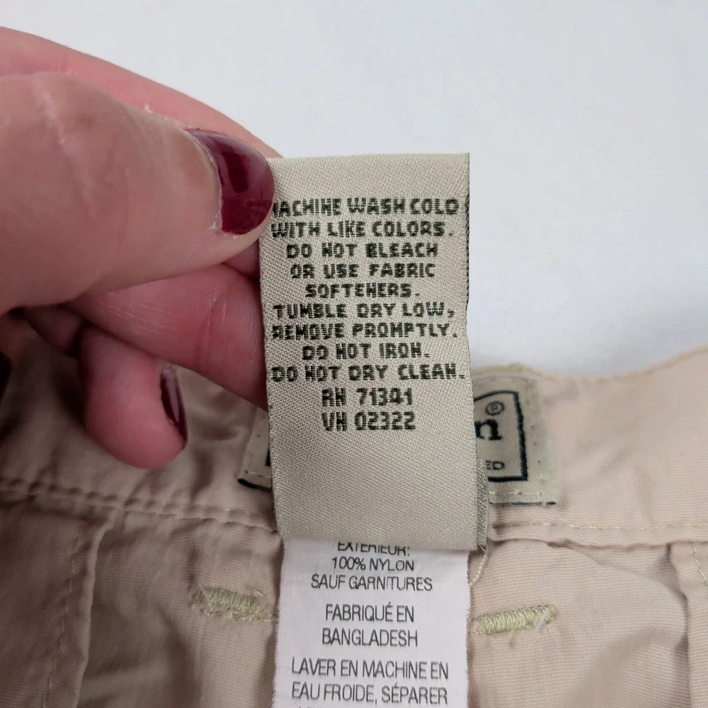 LL Bean Nylon Hiking Cargo Pants Women Size Large‎ Tan Utility Gorpcore Pockets